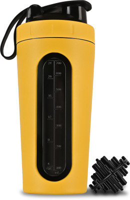 BURRDOFF 900 ml Steel Shaker(Pack of 1, Yellow)