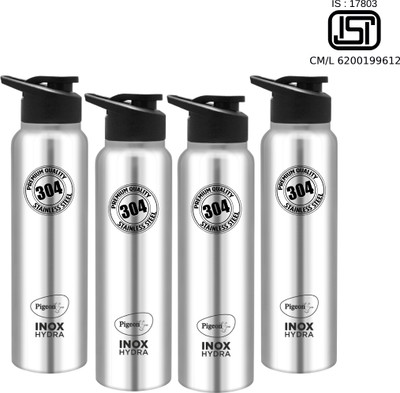 Pigeon 900 ml Steel Bottle(Pack of 4, Black, Steel/Chrome)
