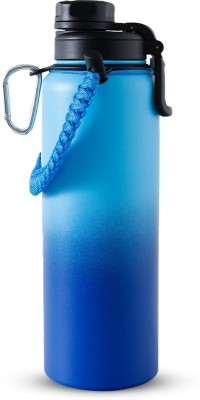 KUBER INDUSTRIES Water Bottle with Rope|Hot & Cold Water Bottle|1200 ML|LX-230614|Aqua Blue 1200 ml Bottle(Pack of 1, Blue, Steel)