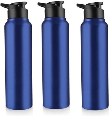 KARFE 1000 ml Stainless Steel Sports/Sipper Water Bottle (Set of 3, Blue, Chrome) 3000 ml Bottle(Pack of 3, Blue, Steel)