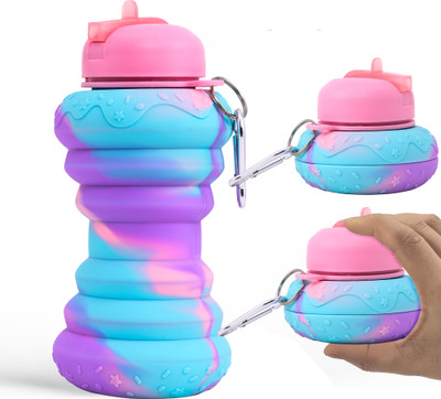 KUBER INDUSTRIES 600 ml Silicone Bottle(Pack of 3, Pink)