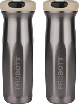 PROBOTT 600 ml Steel Shaker(Pack of 2, Brown)