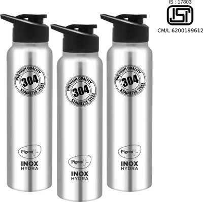 Pigeon 900 ml Steel Bottle(Pack of 3, Black, Steel/Chrome)