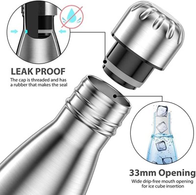 DIVINE CLUB FASHION Steel Double Wall 24 Hours Hot or Cold Bottle Flask, 500 ml, Silver 500 ml Bottle(Pack of 1, Silver, Plastic)