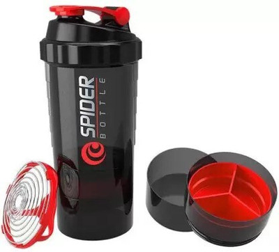 PENDYIS 600 ml Plastic Shaker(Pack of 1, Black, Red)