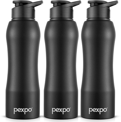 pexpo 1000 ml Steel Bottle(Pack of 3, Black)