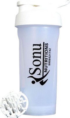 SONU NUTRITIONS 650 ml Plastic Shaker(Pack of 1, White)