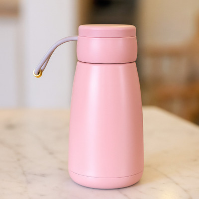 Baskety 400 ml Glass, Plastic Sipper(Pack of 1, Pink)