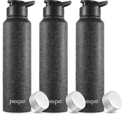 pexpo 950 ml Steel Bottle(Pack of 3, Black)