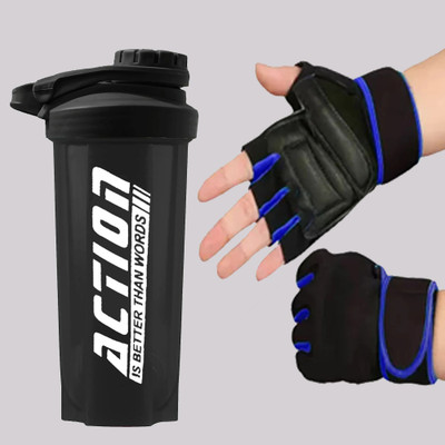 TRUE INDIAN 700 ml Plastic Shaker(Pack of 2, Black, Blue)