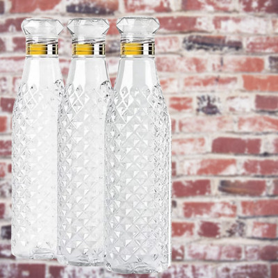 PALSHIV 1000 ml Plastic Bottle With Drinking Glass(Pack of 3, Multicolor)