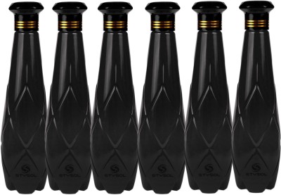 Stysol Fridge Water Bottle Black Set of 6 1000 ml Bottle(Pack of 6, Black, Plastic)