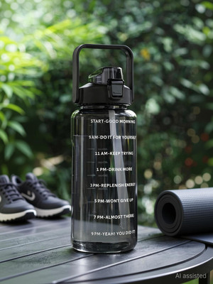 BELLERBIRD Motivational bottle 2000ml Black 2000 ml Plastic Bottle(Pack of 1, Black)