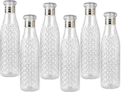 Shri Diamond Water Bottle for Fridge,Home,Office, Gym,School Unbreakable 1000 ml Bottle(Pack of 6, Clear, Plastic)