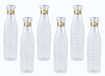 cello venice Plastic Fridge Water Bottle Set Of 6, Crystal Diamond Texture Design 1000 ml Bottle(Pack of 6, Clear, PET)