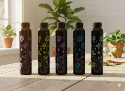 Abhinest 1000 ml Plastic Bottle(Pack of 5, Black)