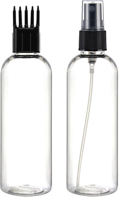 nsb herbals 100 ml PET, Plastic Spray Bottle(Pack of 3, Clear, Black)