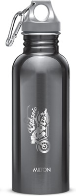MILTON Alive Stainless Steel Fridge Water Bottle 750 ml, Set Of 2, Black 750 ml Bottle(Pack of 2, Black, Steel)