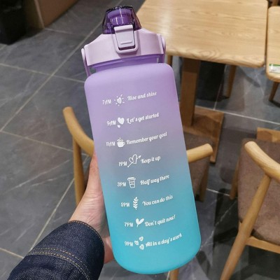 vedvit GYM Water Bottle Spirit Motivational Water Gallon with Time Marker 2000 ml Bottle(Pack of 1, Purple, Tritan)