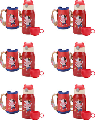 KUBER INDUSTRIES 500 ml Steel Sipper(Pack of 6, Red)