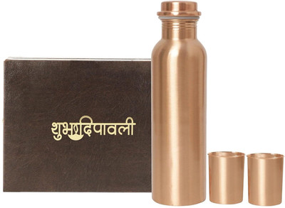 INTERNATIONAL GIFT 1000 ml Copper Bottle With Drinking Glass(Pack of 1, Brown)