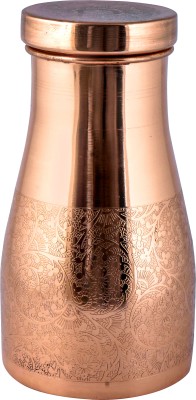 AKiRA Pure Copper Bedroom Bottle | Bedroom jar with inbuilt Copper Glass | CARVED 1000 ml Bottle(Pack of 1, Copper, Copper)