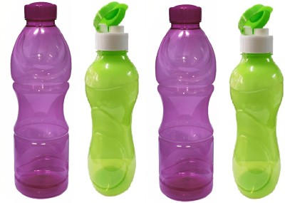 M.C. PIPWALA 1Ltr fridge bottle-2pcs Pink 1no.DC Cap bottle-2pcs Green Fliptop cap Bottle 1000 ml Bottle(Pack of 4, Green, Pink, PET)