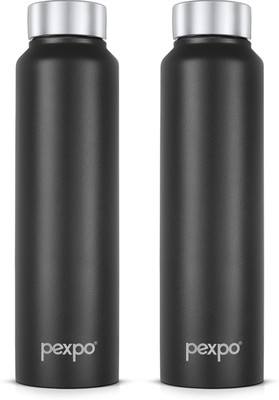 pexpo 950 ml Steel Bottle(Pack of 2, Black)