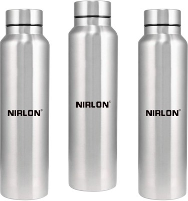 NIRLON Summer Cool Single Wall Stainless Steel Fridge Water Bottle 1000 ml Bottle(Pack of 3, Silver, Steel)