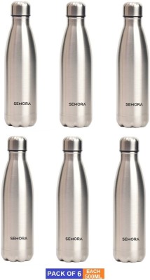 semora Stainless Steel Vacuum Insulated HOT & COLD 500ml Water Bottle(6 PCS) 500 ml Flask(Pack of 6, Silver, Steel)