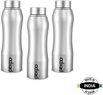 pexpo 1000 ml Fridge and Refrigerator Stainless Steel Water Bottle, Bistro 1000 ml Bottle(Pack of 3, Silver, Steel)
