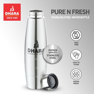 Dhara Stainless Steel Single Wall Pure N Fresh Leak Proof Easy To Carry Fridge Water Bottle 400 ml Bottle(Pack of 1, Silver, Steel)