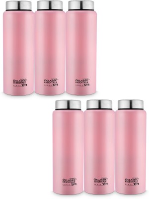 Classic Essentials Stainless Steel Vepo Sipper Single Wall Water Bottle For Fridge,Home,Office 1000 ml Bottle(Pack of 6, Pink, Steel)