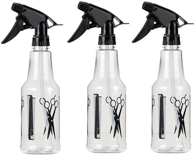 AKR Spray Bottle Scissor Print Refillable Sprayer for Hand Sanitizer Trigger Sprayer 400 ml Spray Bottle(Pack of 3, White, Black, Plastic)