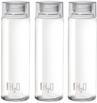 DHANSAL Glass Water Bottle for Fridge with Handle 1000 ml(Random Color) (PACK 3) 1000 ml Bottle(Pack of 3, Clear, Glass)