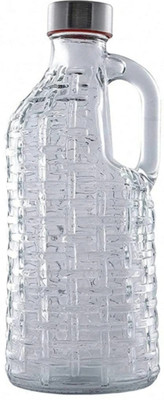DSRPC Glass Bottles With Airtight Cap for Water, Juice, Milk With Handle 1000 ml 1000 ml Bottle(Pack of 1, Clear, Glass)