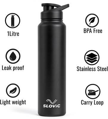 SLOVIC 1000 ml Steel Bottle(Pack of 1, Black)