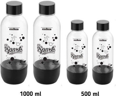 Mr spark Soda Maker Bottle Combo Pack 1000 ml & 500 ml - Pack of 4 with Air-Tight 1000 ml Bottle(Pack of 4, Multicolor, Plastic)