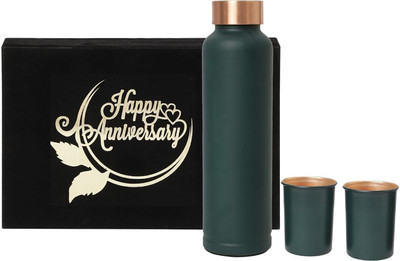 INTERNATIONAL GIFT 1000 ml Copper Bottle With Drinking Glass(Pack of 1, Green)