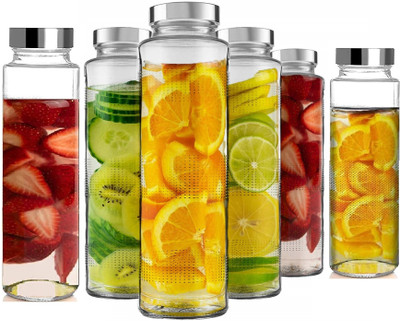 STARKENDY 750 ml Glass Bottle(Pack of 6, Clear, Silver)