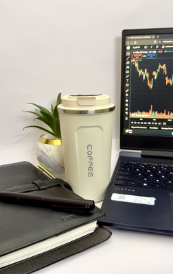 THE COZY STORE Smart Temperature Display Vacuum Flask Hot & Cold Bottle for Office, Gym, Travel 510 ml Flask(Pack of 1, Off White, Steel)