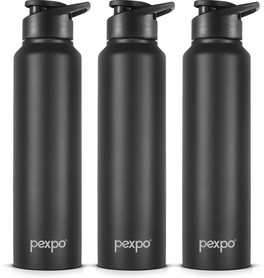 pexpo 750 ml Steel Bottle(Pack of 3, Black)