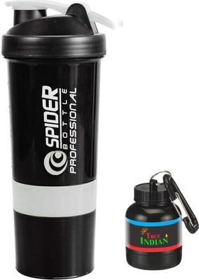 TRUE INDIAN 500 ml Plastic Shaker(Pack of 2, White, Black)