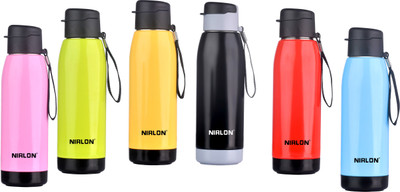 NIRLON 750 ml Steel Bottle(Pack of 6, Multicolor)
