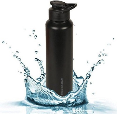Nirvair Stainless Steel Water Bottle, Fridge, Gym, Travel Sipper Bottle with Handle 750 ml Bottle(Pack of 1, Black, Steel)