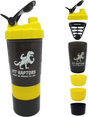 FITRAPTORS 650 ml Plastic Shaker(Pack of 1, Yellow)