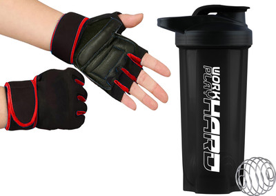 TRUE INDIAN 700 ml Plastic Shaker(Pack of 2, Black, Red)