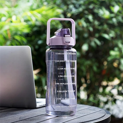 Cronus LargeCapacity Water Bottle Motivational trasparent travel bisycle 2000 ml Bottle 2000 ml Sipper(Pack of 1, Multicolor, Plastic)