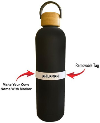 SY Gifts AhilamaniName Mattee Finish Cork Bottle 1000ml 1000 ml Flask(Pack of 1, Black, Steel)