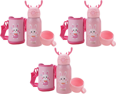 KUBER INDUSTRIES 500 ml Steel Sipper(Pack of 3, Pink)